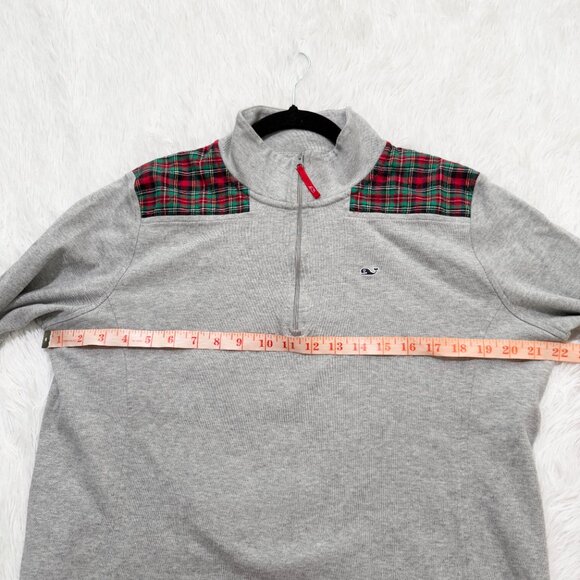 Women Vineyard Vines 1/4 Zip Pullover Sweatshirt Plaid Light Gray Size Large - Picture 7 of 9
